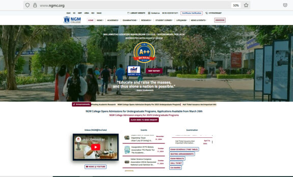 NGM College Website by Vmax Technology, Pollachi